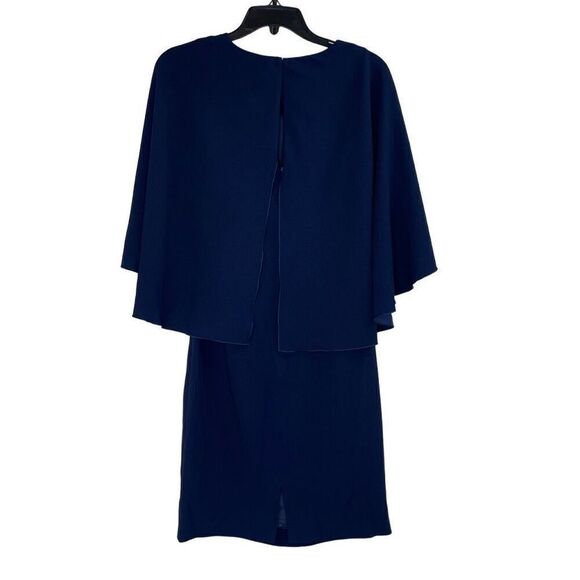 Trina Turk Wilderness Drapey Cape Sheath Dress Indigo Size 0 New - Picture 3 of 9